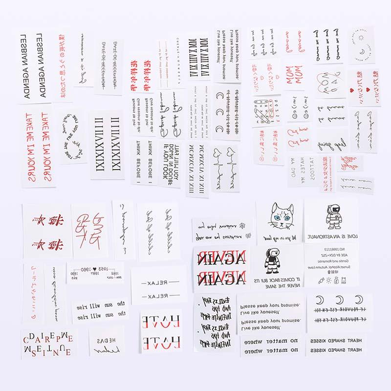 Cute Cartoon Animal & English Short Sentence Pattern Temporary Tattoo Sticker, 62pcs/set Waterproof Long Lasting Fake Tattoo Sticker, Body Art Decoration for Women & Girls 6