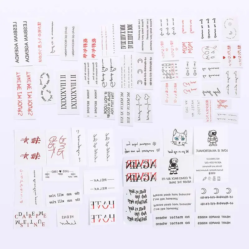 Cute Cartoon Animal & English Short Sentence Pattern Temporary Tattoo Sticker, 62pcs/set Waterproof Long Lasting Fake Tattoo Sticker, Body Art Decoration for Women & Girls 5