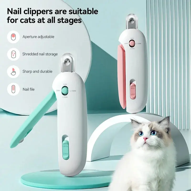 Cat & Dog Nail Clippers – Ergonomic Design, Safety Guard, Adjustable Round Hole, Easy to Use for Beginners ,Bonus Cat Toy Included