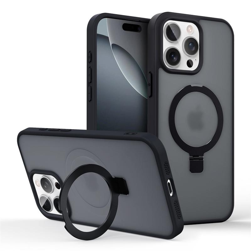 Product Introduction of Shockproof Magnetic Kickstand Matte Case For iPhone 16 15 14 Plus 13 12 Pro Max Case With Holder Stand Cover for Magsafe 11