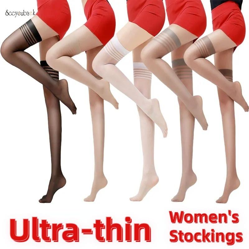 Tất Cao Đến Đùi Cho Nữ Và Bé Gái, Tất Thường Ngày Đa Năng, Lõi Mờ, Lõi Kéo, Lụa, Sọc, Phong Cách JK Nhật Bản, Siêu Mỏng, Thoáng Khí Qua Đầu Gối