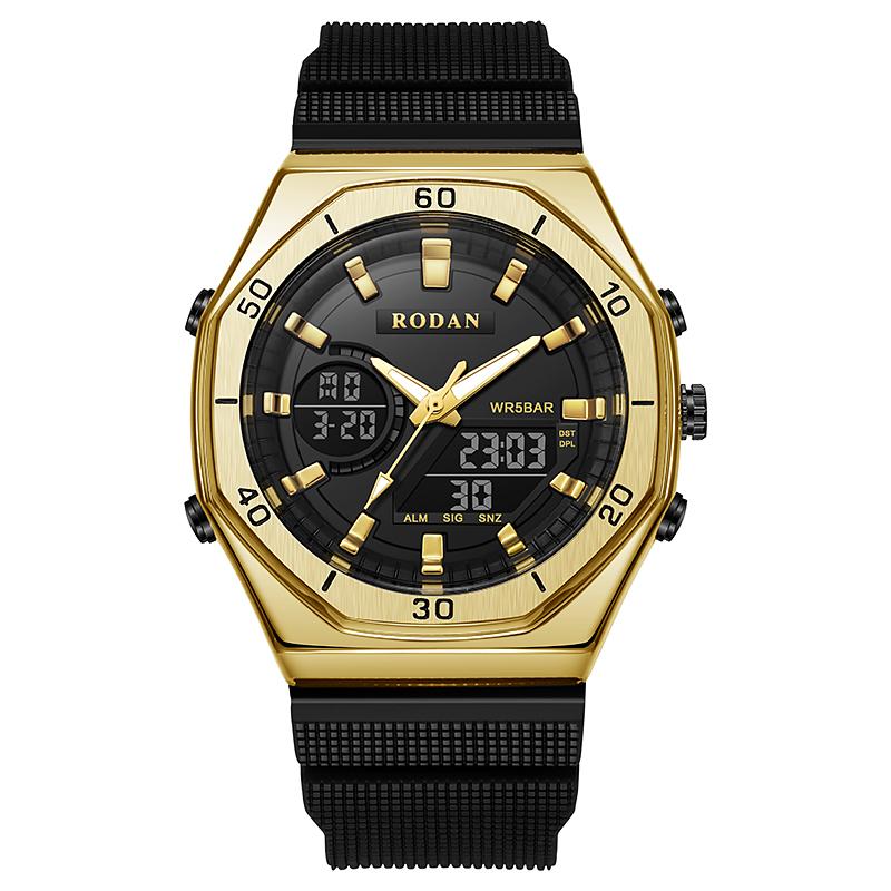 RODAN 8003 JAM TANGAN OLAHRAGA WATER RESISTANT 3 ATM FREE BOX Besi Rubber Kaca Pria Stainless Stopwatch 1