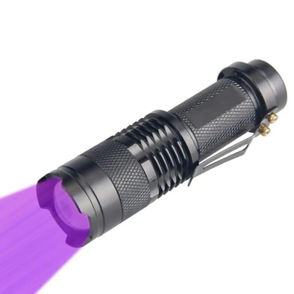 Mini Zoomable 3 Modes UV Tracking Flashlight, Ultraviolet LED Blacklight Flashlight, Pocket Torch for Money Detector, Pet Urine Detector