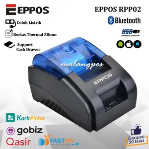 EPPOS Mini Printer Thermal Bluetooth EP-RPP02 58 MM Label Struk Kasir USB Android High Speed Printing