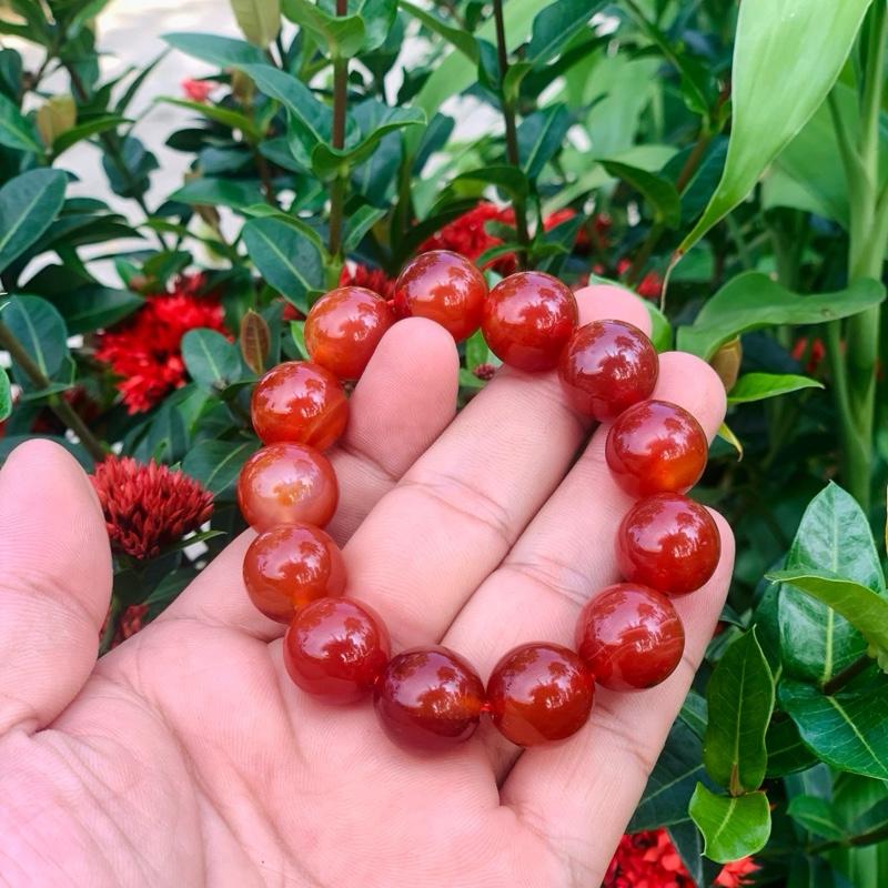 Vòng chuỗi mã não đỏ size16li hợp mệnh Hoả, Thổ. Tặng hộp đựng sang trong và dây thay thế 2