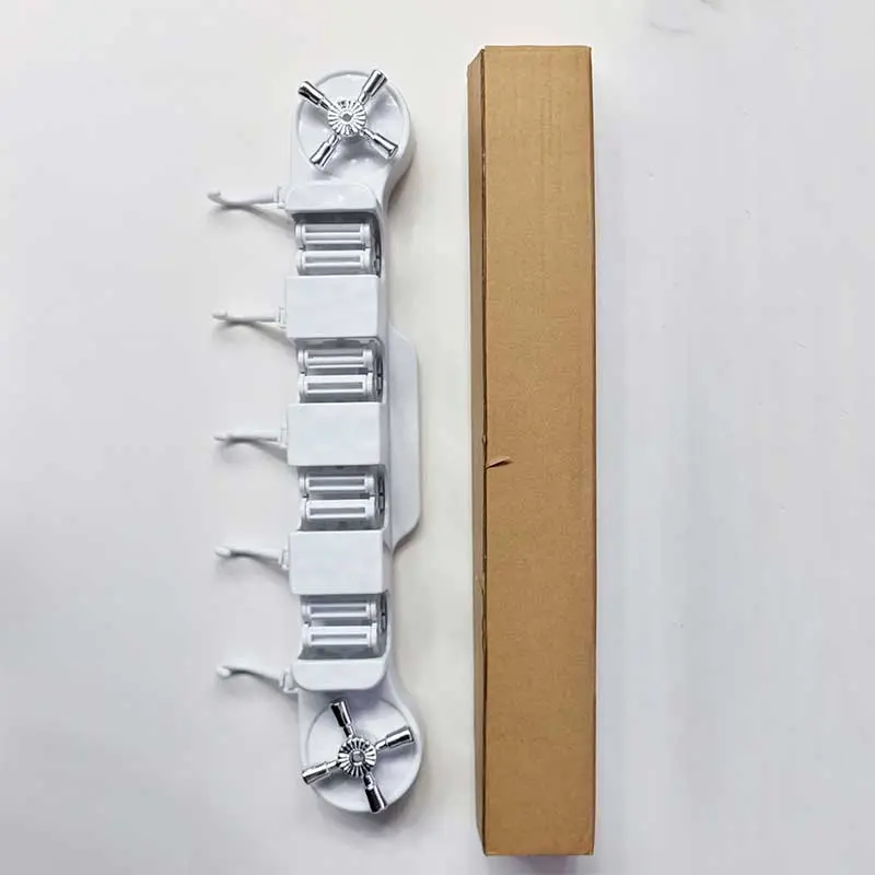 Wall Mounted Mop & Broom Holder, 1 Count Space Saving Self Adhesive Mop & Broom Storage Rack with 4 Holders & 5 Hooks, Home Organizer for Laundry Room 8