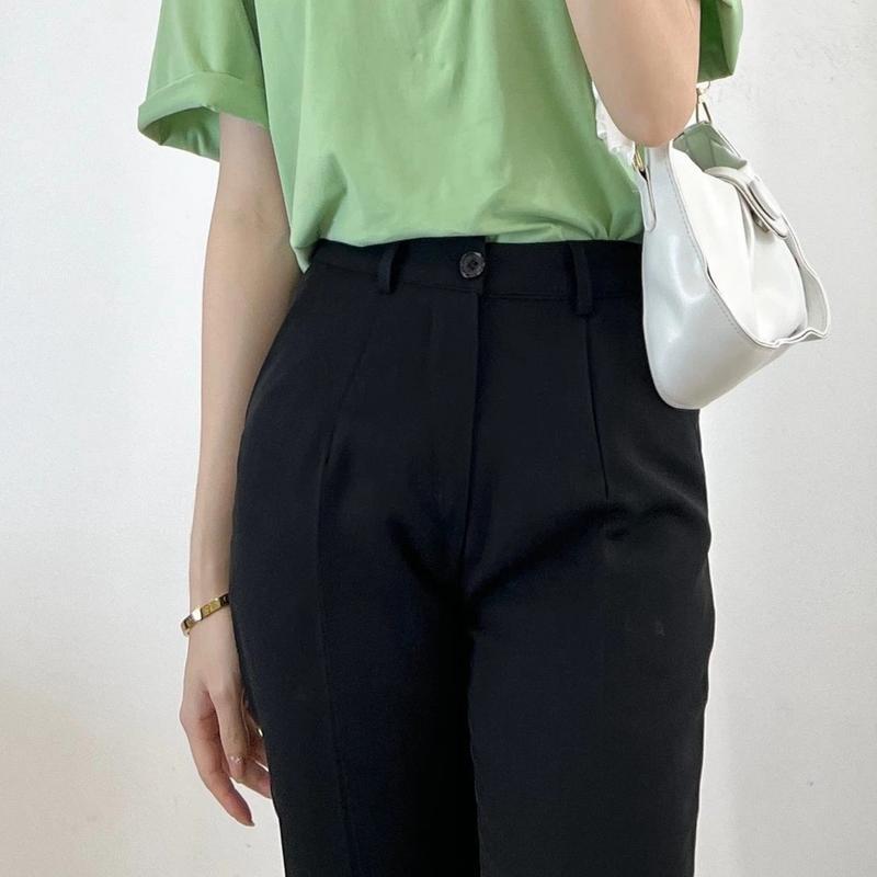 Quần Baggy Đen Nữ Lưng Cao Dáng Dài Đi Học Màu Xanh Đen Vải Mềm Ống Đứng Quần Tây Baggy Nữ Cạp Cao Bigsize Công Sở Làm Ong Women Pants Kem 3
