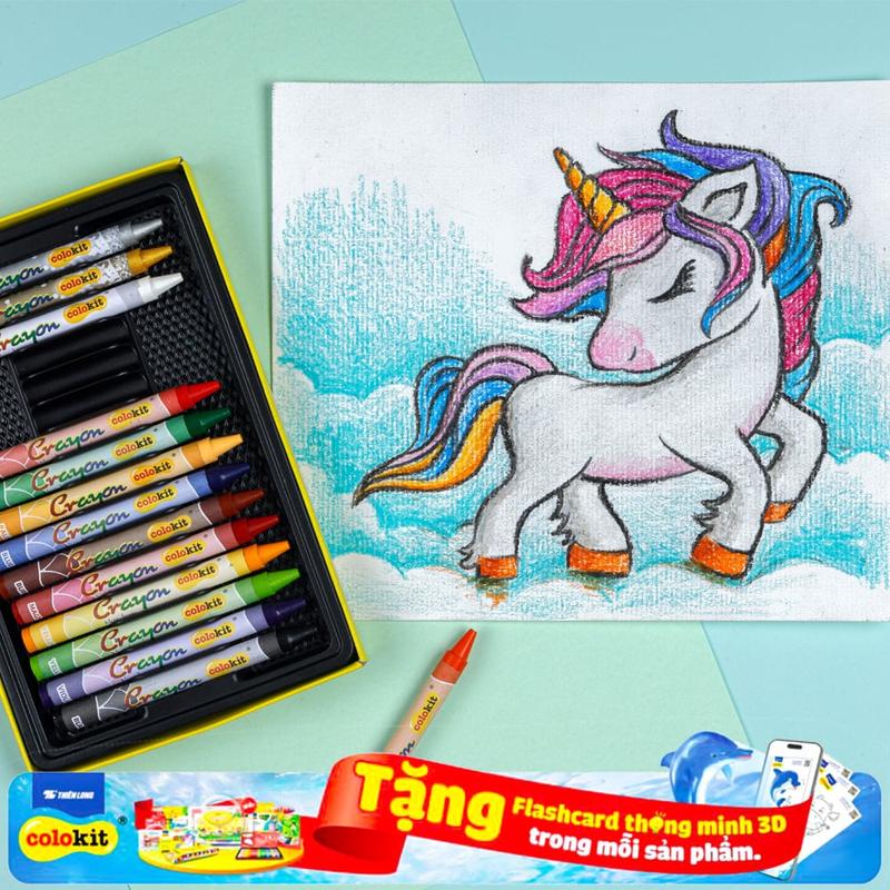 Bút sáp màu Thiên Long Colokit 16 màu tươi sáng, tô mịn, bền màu, tiêu chuẩn Châu Âu CR-C040