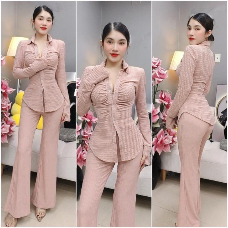 D20 - Set Bộ Áo Sơ Mi Quần Ống Loe Dễ Mang Mai Bùi Store Top 4