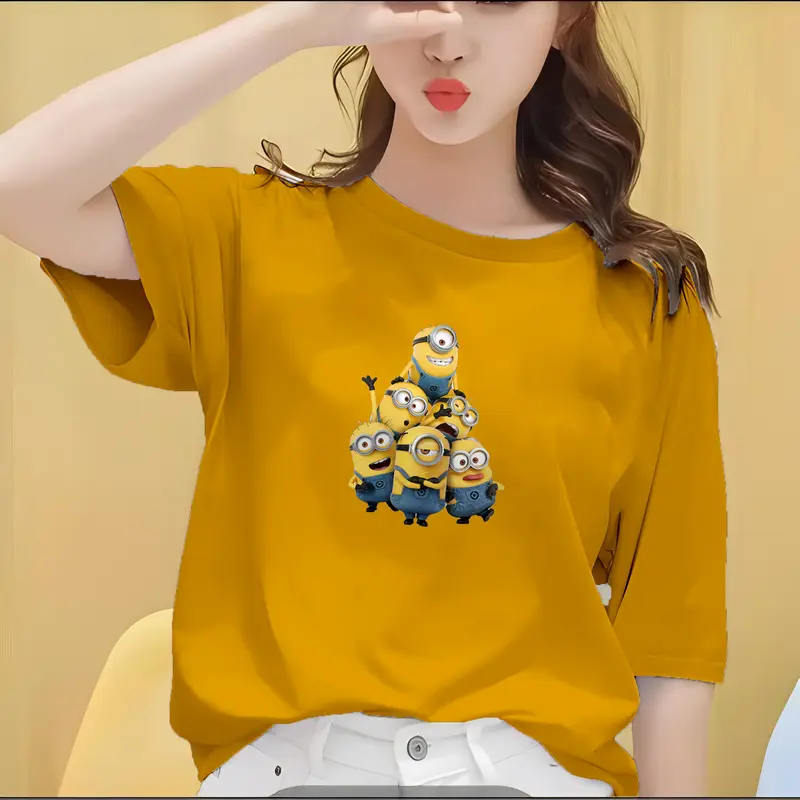Kaos Oblong Wanita Lengan Pendek Motif Minion Grup 7