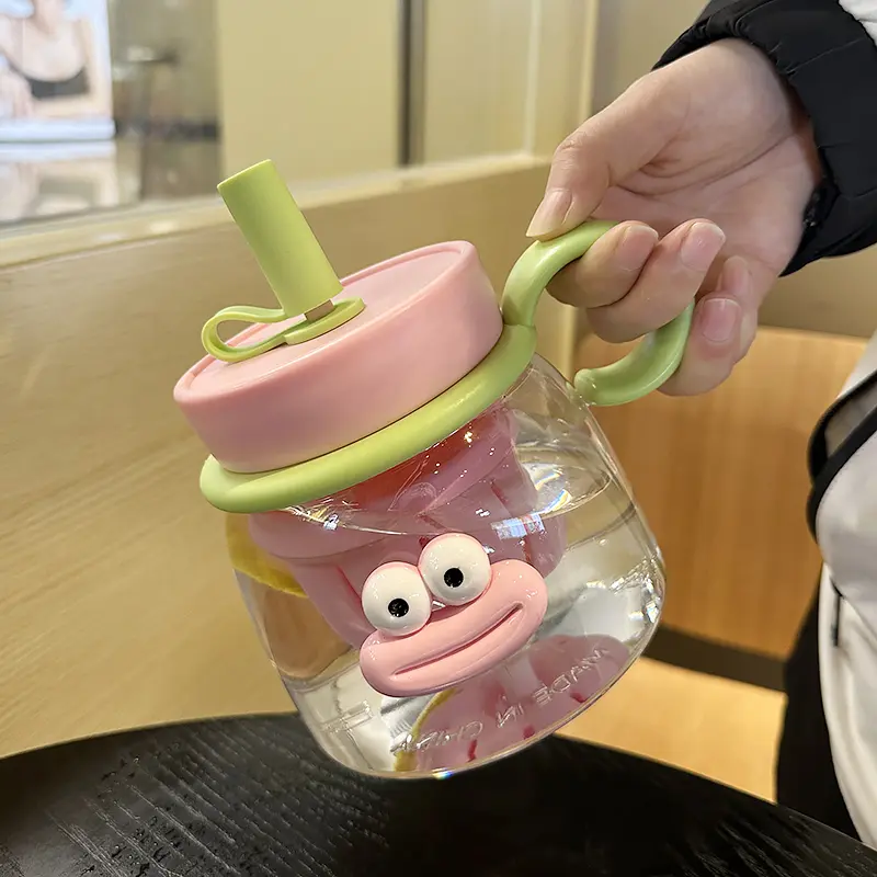 Cốc Nước Cho Bé Gái, Dung Tích 1000ml, Thích Hợp Cho Mùa Hè, Có Ống Hút, Cốc Bụng, Dung Tích Lớn, Bộ Lọc Trà, Chịu Nhiệt Độ Cao, Pha Trà Dễ Thương, Làm Bằng Nhựa