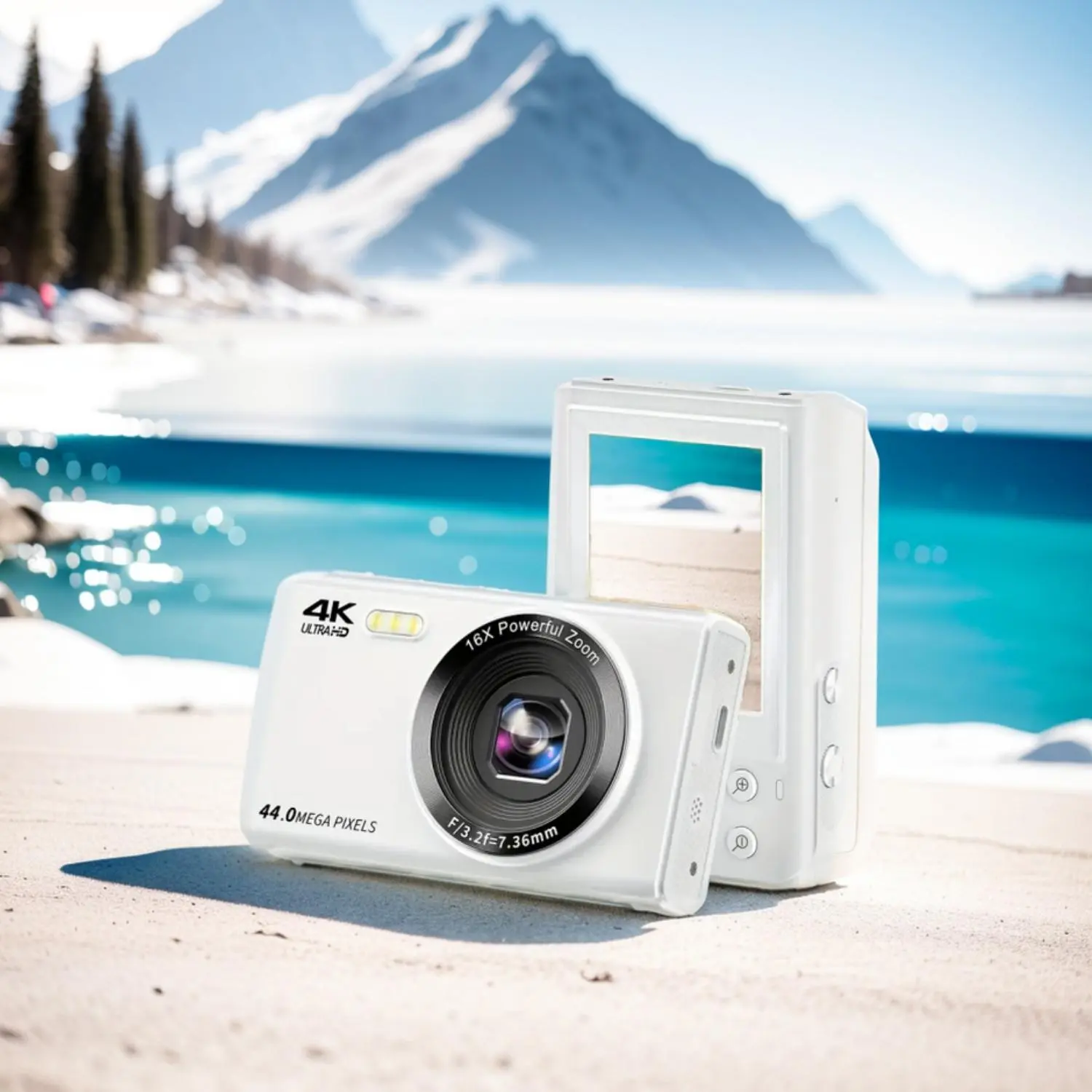 44MP Digital Camera, 1 Count 16X Digital Zoom Camera, Connect to Computer to Function as Webcam, Point & Shoot Camera for Travel, Outdoor, Daily Life, Stocking Fillers Gift