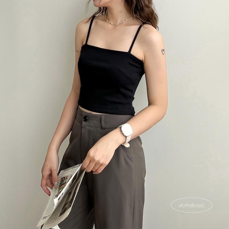 Áo 2 dây quây cotton borib 2 lớp không đệm - ufo.thebasic Top Nữ Women