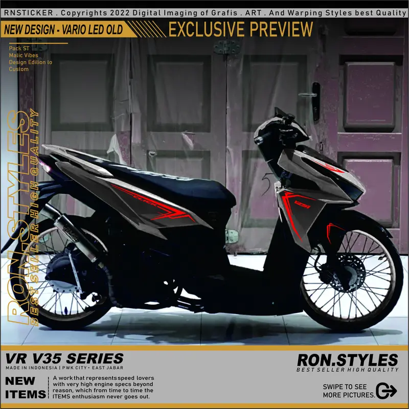VRV35 Cutting Sticker Striping Vario Led 125-150 Old Striping Varled Stiker Vario 125 Striping Variasi Vario Simple stiker vario lama Striping Vario Led Old 2017 new desain simple style copy transparan Motor 5
