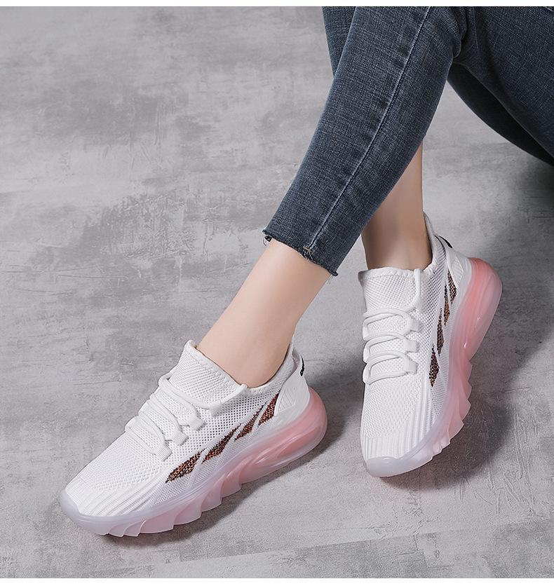 Product Introduction of Women's New Shoes for Spring Flyknit Breathable Casual Shoes Fashion Versatile Sneaker Jelly Bottom Old Beijing Cloth Shoes Pumps Closed Trainers 21
