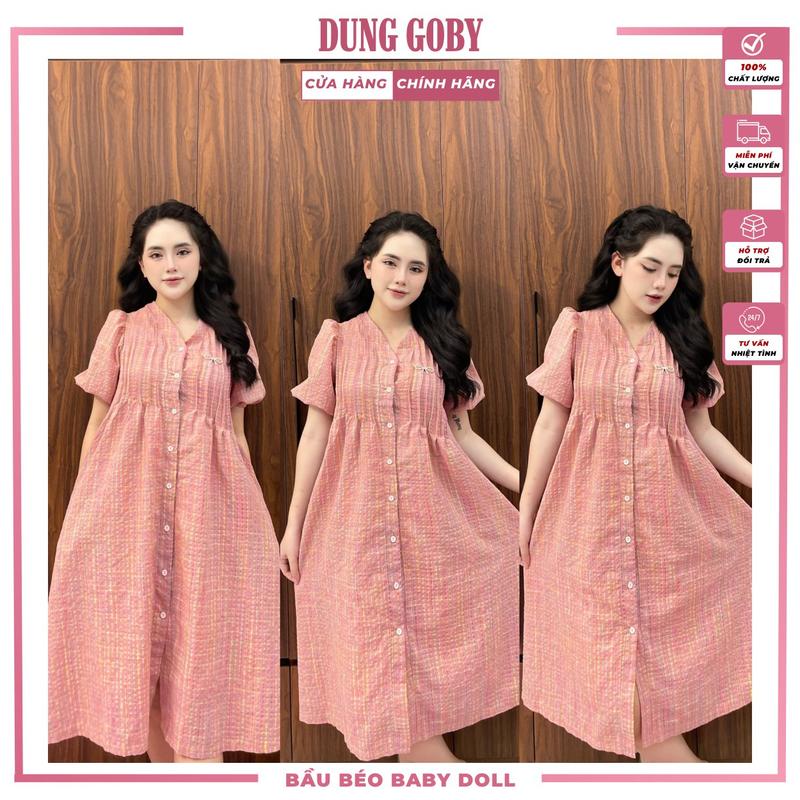 Váy Bầu Xinh Dáng Dài 2 Lớp Xếp Ly Kèm Tag Cài Mã V05 Nữ Women Dress
