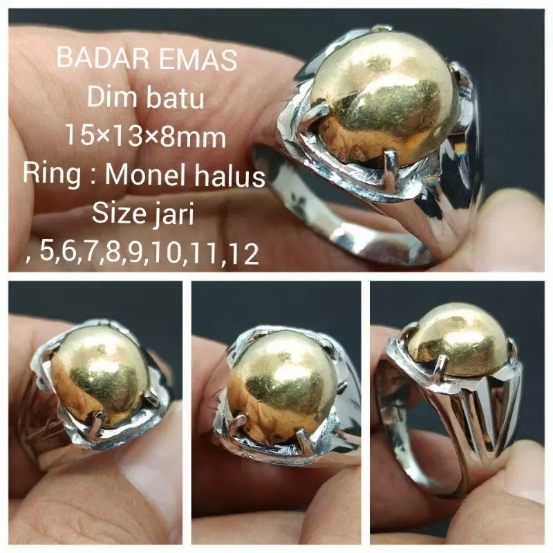 CINCIN BATU NATURAL BADAR EMAS NEMPEL MAG NET NATURAL ALAM D 14×14Mm