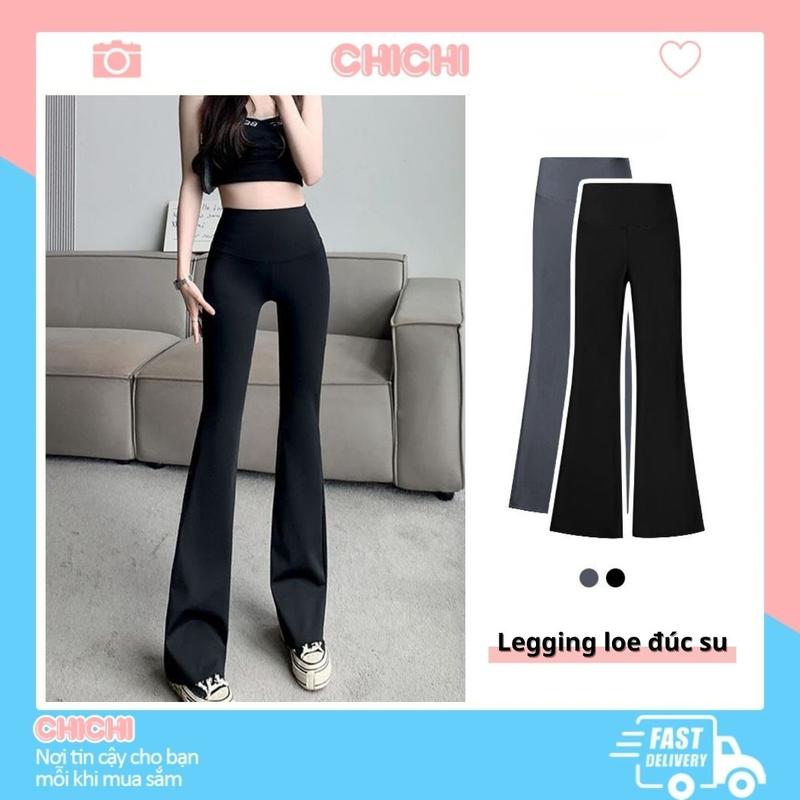 Quần legging Nữ ống loe cạp cao nâng mông chất đúc su dầy dặn mềm mịn hàng Quảng Châu ChiChi HM21