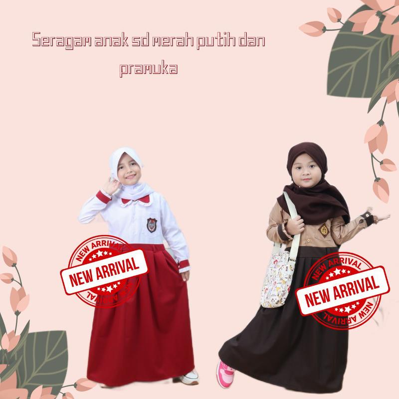SERAGAM ANAK SD MODEL GAMIS 1 SET DENGAN KERUDUNG Setelan Muslim Baju Wanita Remaja 0