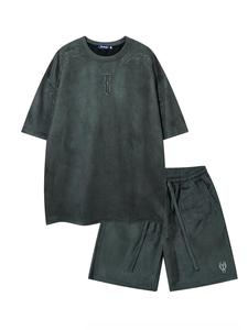 Men's Embroidery Graphic Short Sleeve Tee & Shorts Two-piece Set, Loose Casual Fashion Cozy Breathable T-shirt & Shorts for Daily Outdoor Wear, Men's Clothing for Summer