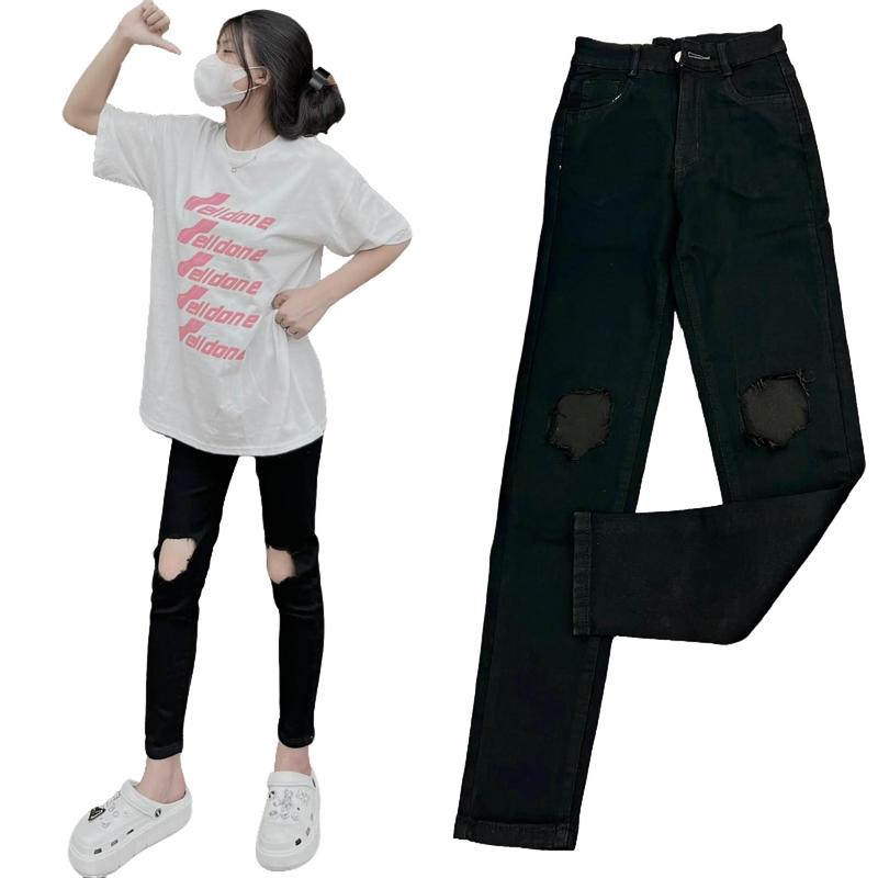 Chất Mềm đẹp Quần jeans ôm rách gối2 girl phố cực chất