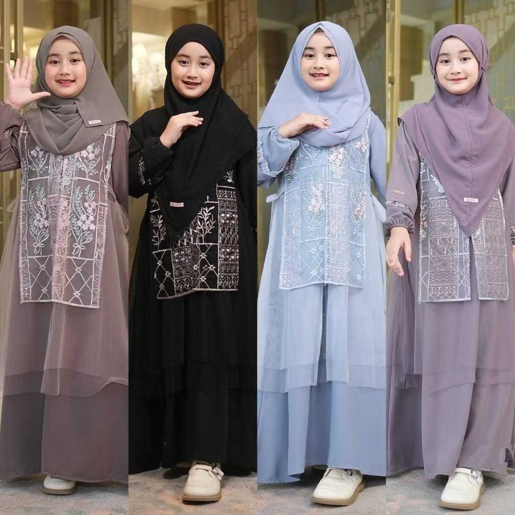 Rayyan Dress Gamis Muslim Anak Perempuan Usia 8-13 Tahun Bahan Ceruty Mix Brukat Style Lebaran 2025 Kancing Depan & Tali Pinggang Full Furring Variasi Warna Rayyan Dress Gamis Muslim Anak Perempuan Usia 8-13 Tahun Bahan Ceruty Mix Brukat Style Lebaran 2025 Kancing Depan & Tali Pinggang Full Furring Variasi Warna