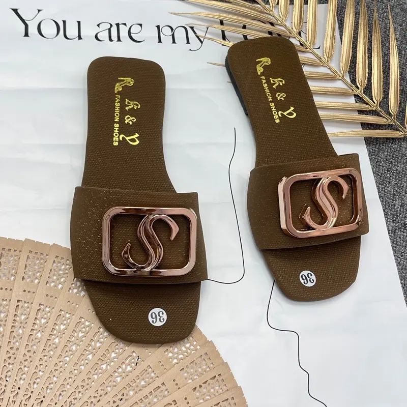 Dép Lê CHỮ S Quai Ngang Chất Da Xịn êm chân - Shoes, DéP Nữ GiàY
