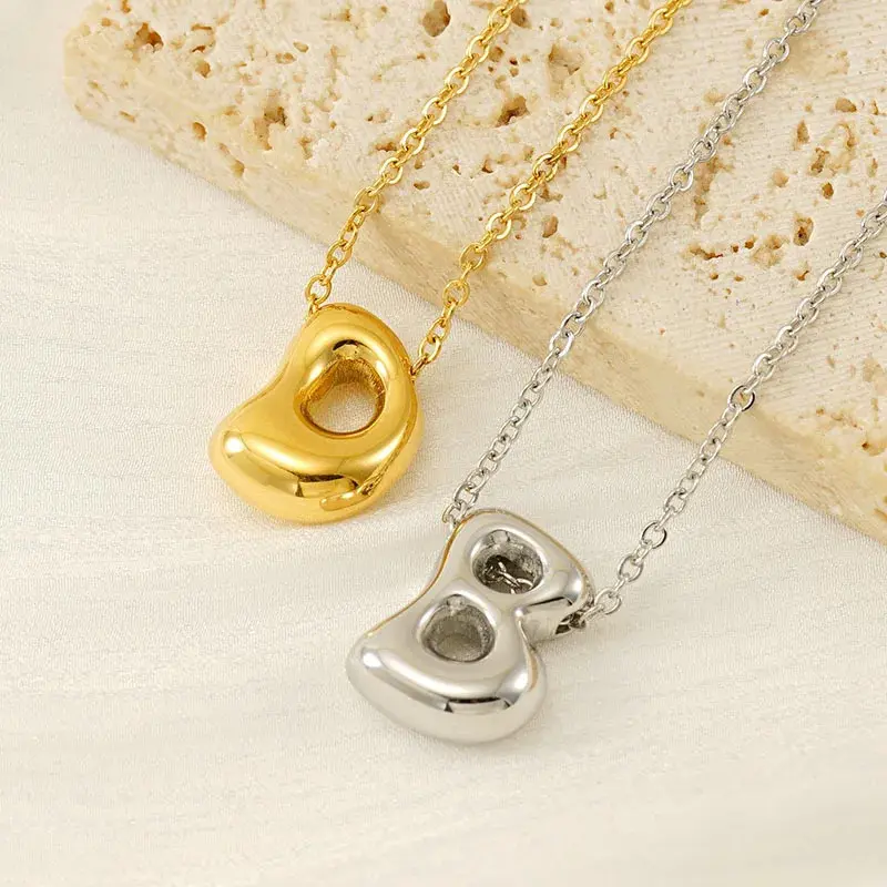 26 Initial Letter 18K Stainless Steel Balloon Bubble Necklace For Women Personalized Jewelry Gift Wholesales 2
