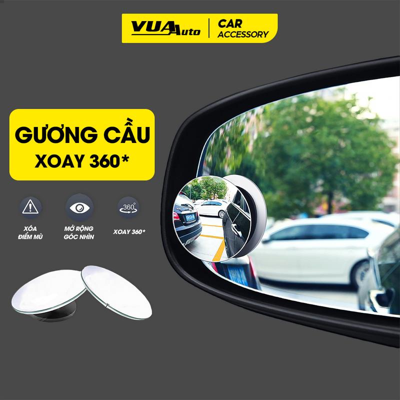 Gương cầu lồi ô tô xoay 360 độ VuaAuto gắn kính chiếu hậu xe phụ trợ xoá điểm mù nhìn lốp tránh đè vạch hỗ trợ đỗ xe 