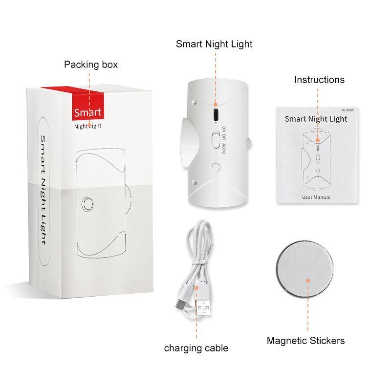 Product Introduction of Magnetic Smart Night Light, Rechargeable Motion Sensor LED Night Light, Adjustable Brightness Level Night Light for Bedroom, Hallway Stairs, Entrance 4