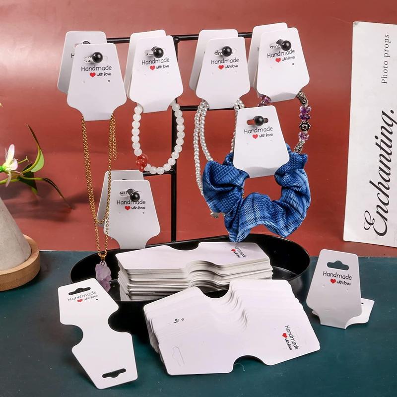 Solid Color Necklace Display Card, 100pcs Self-adhesive Bracelet Packaging Card Holder, Earrings Paper Stand For Jewelry Ornament Wrap 5