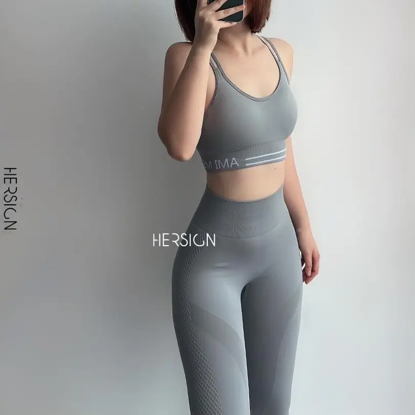 Bộ đồ tập gym nữ Set tập yoga Áo bra quần legging 3D HERSIGN-SET98