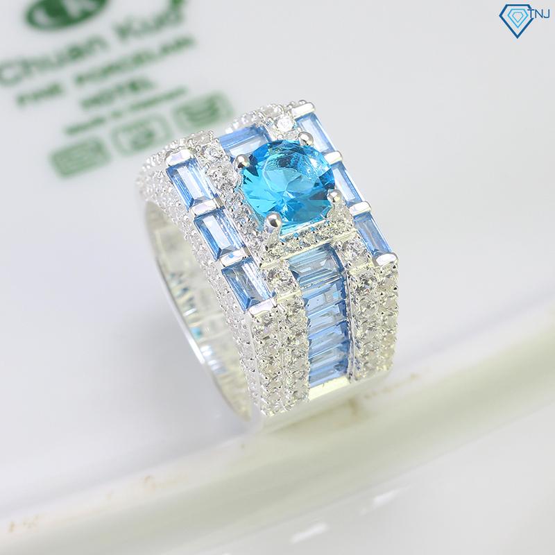 Nhẫn nam bạc TNJ đính đá xanh dương NNA0612-XANH-DUONG