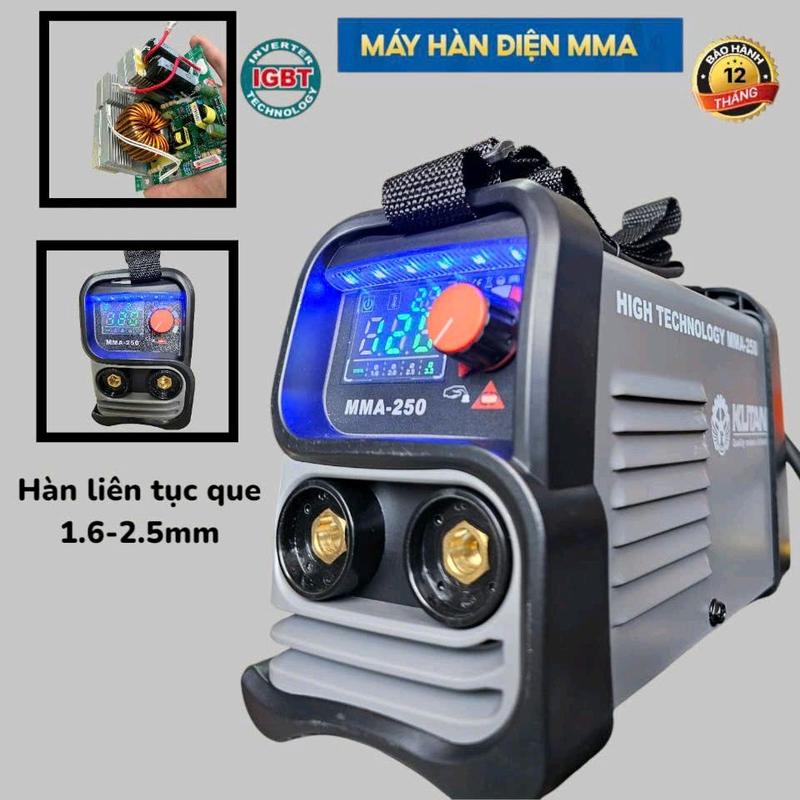 Máy hàn điện tử KUTAN MMA-250 nội địa Trung, chuyên que 1.6-2.5mm , hỗ trợ 15 que 3.2mm , có chức năng VRD chống giật , chống dính que,  bảo hành 12 tháng