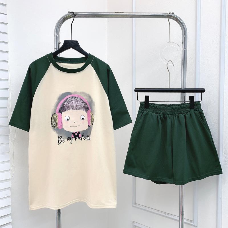 Bộ 3158 TAI PHONE  hàng cottong khô mềm, rộng over size_B8850_chân ngắn BTQ2 Áo Quần