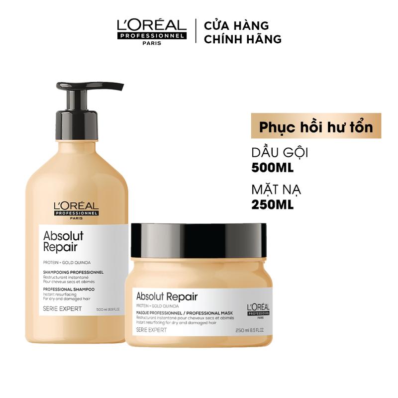 L'Oréal Professionnel x Hannah - Combo Dầu gội 500ml & Dầu hấp bơ phục hồi hư tổn toàn diện L'Oréal Professionnel Absolut Repair 250ml