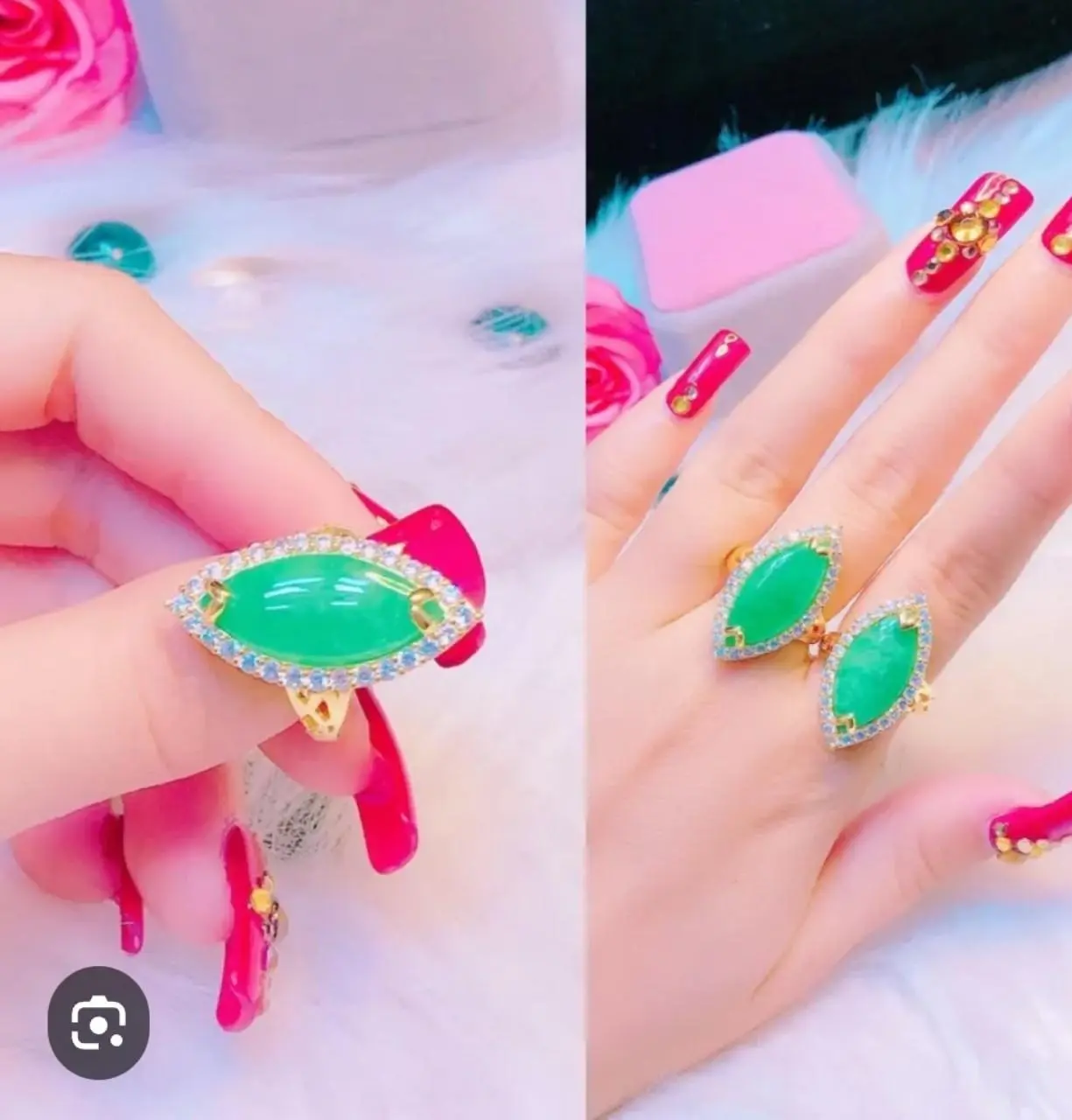 Nhẫn Cẩm Thạch Hạt Dưa Chất Liệu Phủ 18k Siêu Bền Đẹp