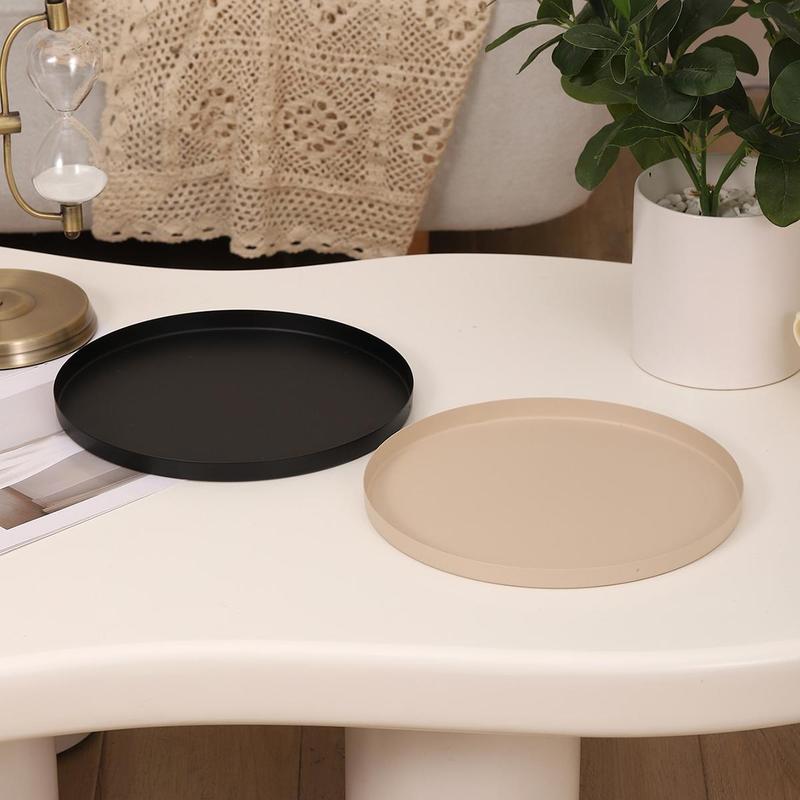 Modern Round Tray, 1 Count Kitchen Display Tray, Iron Jewelry Tray, Solid Color Simple Tray, Home Storage Organization 3