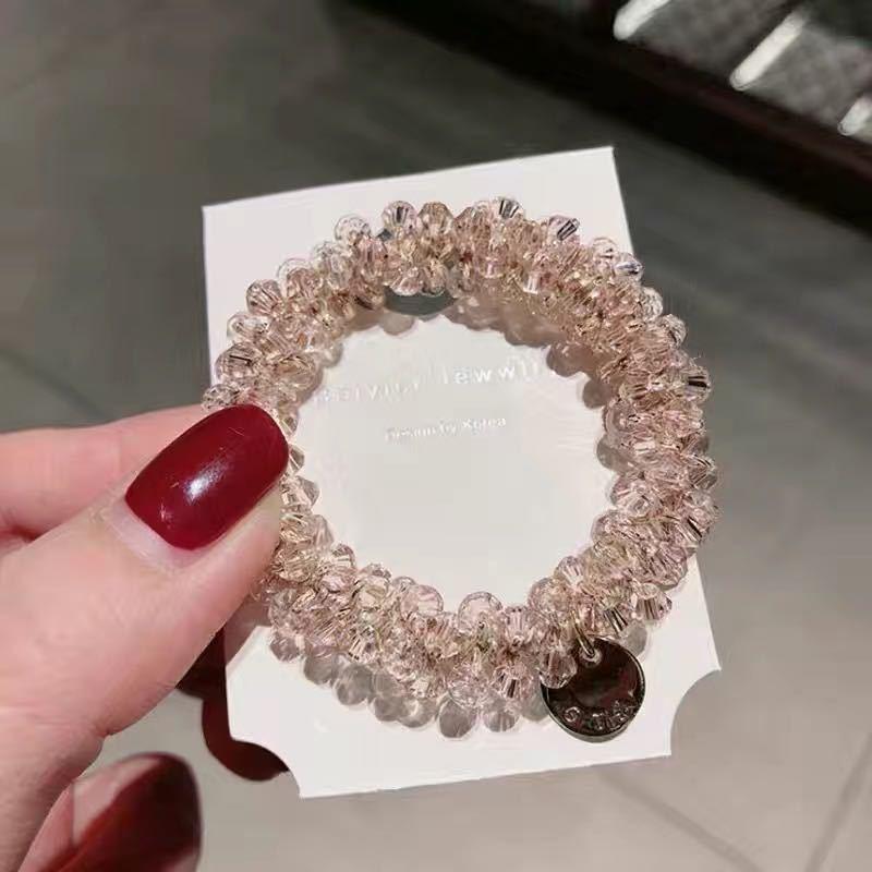Product Introduction of Korean Simple Temperamental Bracelet Dual-Use Instafamousrubber Band Sweet Headwear Vintage Pearl Head Rope Hair-Binding Crystal Hair Tie 13