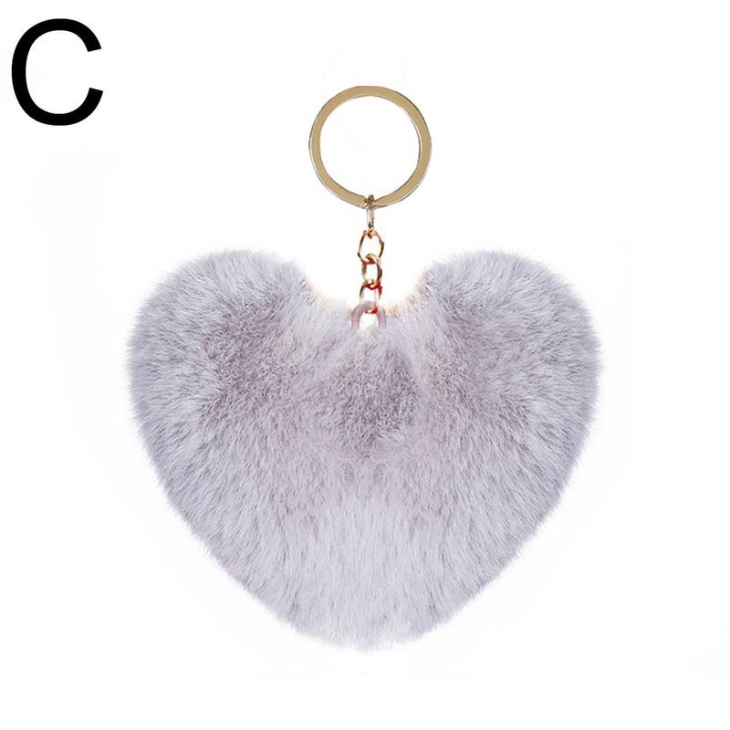 Product Introduction of 【COD】 Love Heart Fur Ball Keychain Peach Heart Plush Car Ornaments Couple Heart Shaped Pendant 22