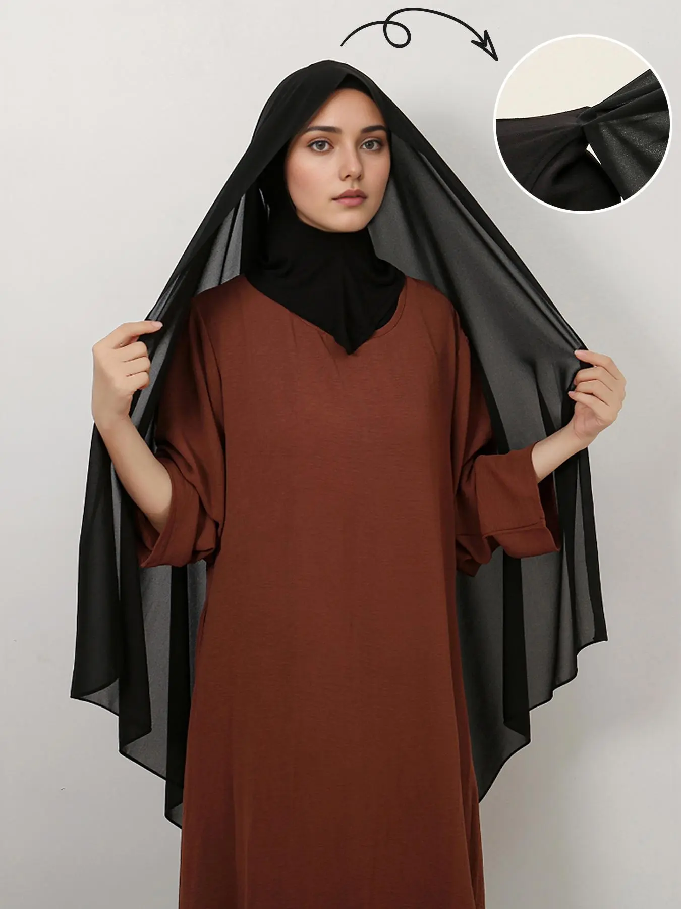 Women's Solid Color Chiffon Hijab, Elegant Minimalist Instant Hijab for Women, Fashionable All-match Accessories for Daily Life for Women & Girls