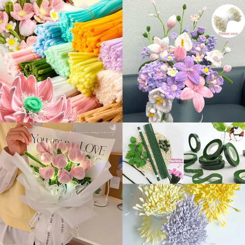 400pcs Chenille Stems Pipe Accessories Cleaners Stick Metal Twist Glitter Parent-Child Interaction Fluorescent Soft  Handmade DIY Handmade Accessories