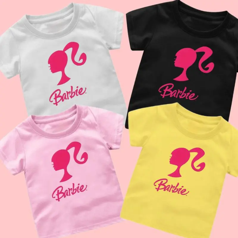 baju anak atasan berbie 1-6th catton combad fesia anak cewe/wanita Distro Hitam Pink Perempuan Katun Cewek