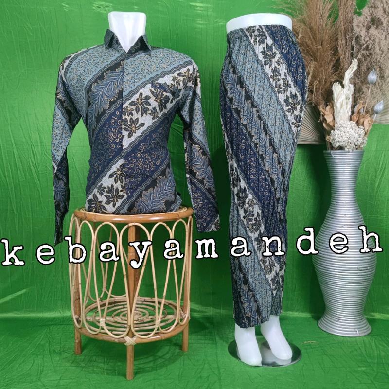kebayamandeh + SET COUPLE ROK PLISKET+KEMEJA BATIK LENGAN PANJANG Kancing Katun 3