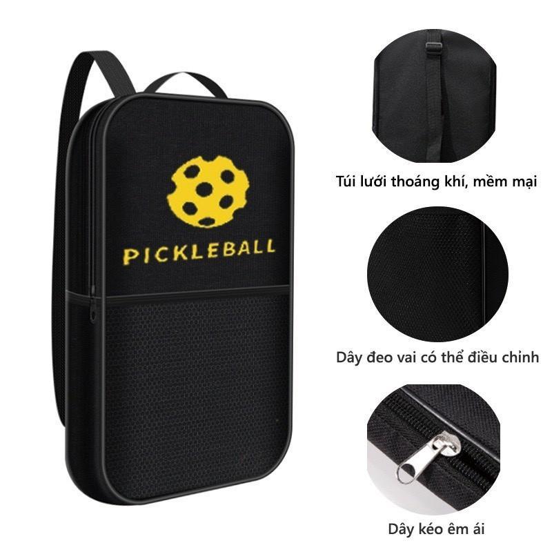 Túi vợt pickleball polyester lưới thoáng khí mềm mại chống thấm nước chứa 2 vợt 4 bóng pickleball luyện tập thi đấu