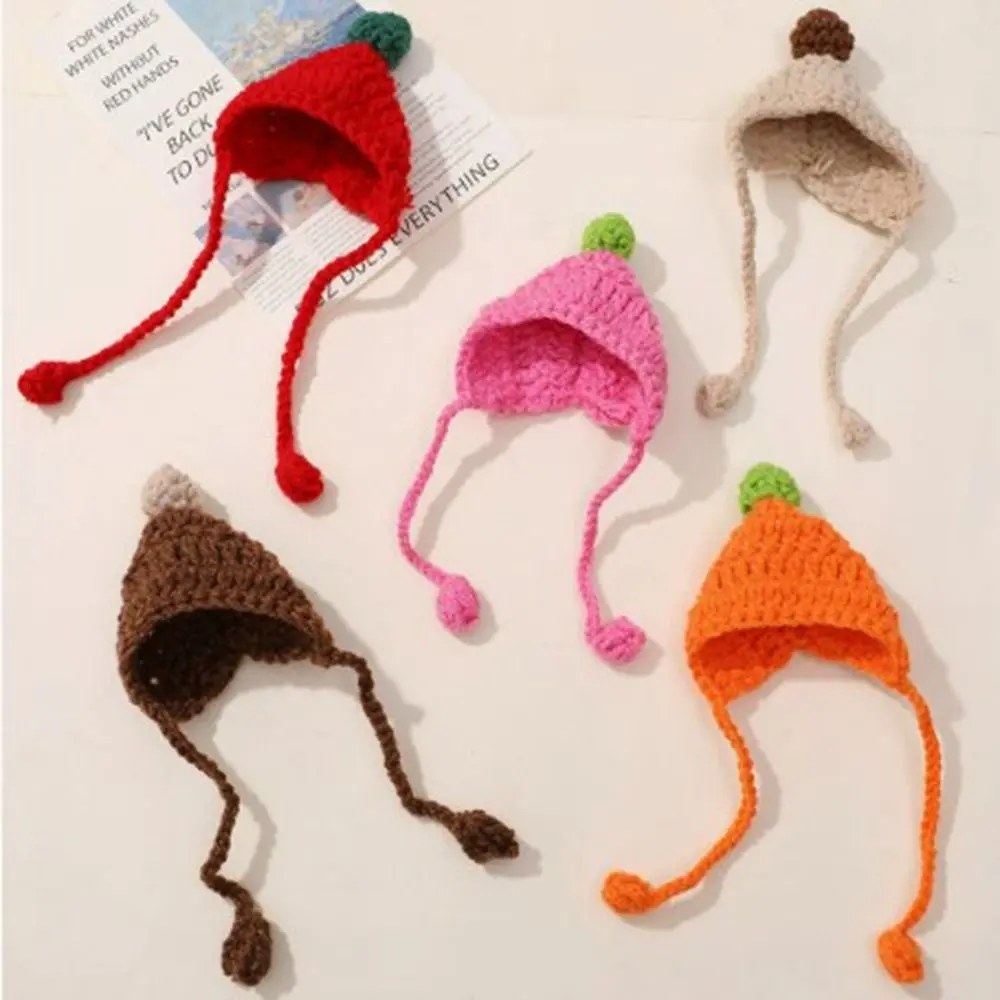 High Quality Fashion Animal Doll Knitted Hat Casual Wear Candy Color Plush Doll Hats Mini Cute DIY Knitted Skirt Accessories for 10cm Cotton Dolls
