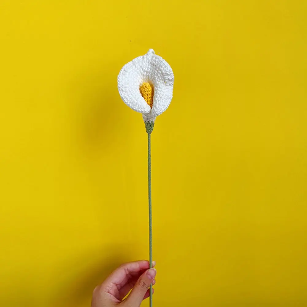 Handwoven Cotton Thread Calla Lily Bouquet: Vibrant, Easy-Care Decor Present!