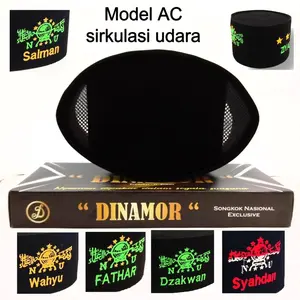 PECI NU NAMA AC [Request Nama Pendek] Peci Kopiah Songkok Bordir Nama) Hitam Muslim Nyaman Pria Dewasa Motif Haji Putih Logo Custom