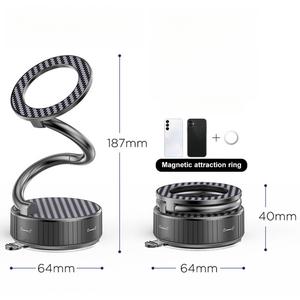 H3 360 Degree Adjustable Car Phone Holder Vacuum Magnetic Phone Holder Stand with Suction Cup Extra Long Metal Arm Car Mount