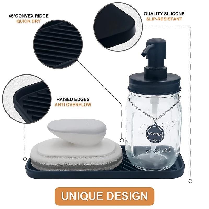Silicone Draining Storage Tray Non-slip Soap Sponge Holder Kitchen Sink Drain Pad 6